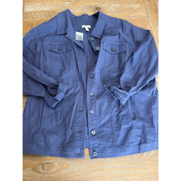 Denim and Co Utility Jacket Womens 2X Blue Button Down Casual Jacket - Picture 7 of 10